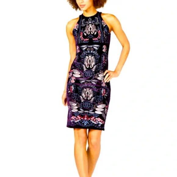 foxiedox embroidered dress Flower Embroidered Maxi Dress w/ Sequins – FOX'S main image 0